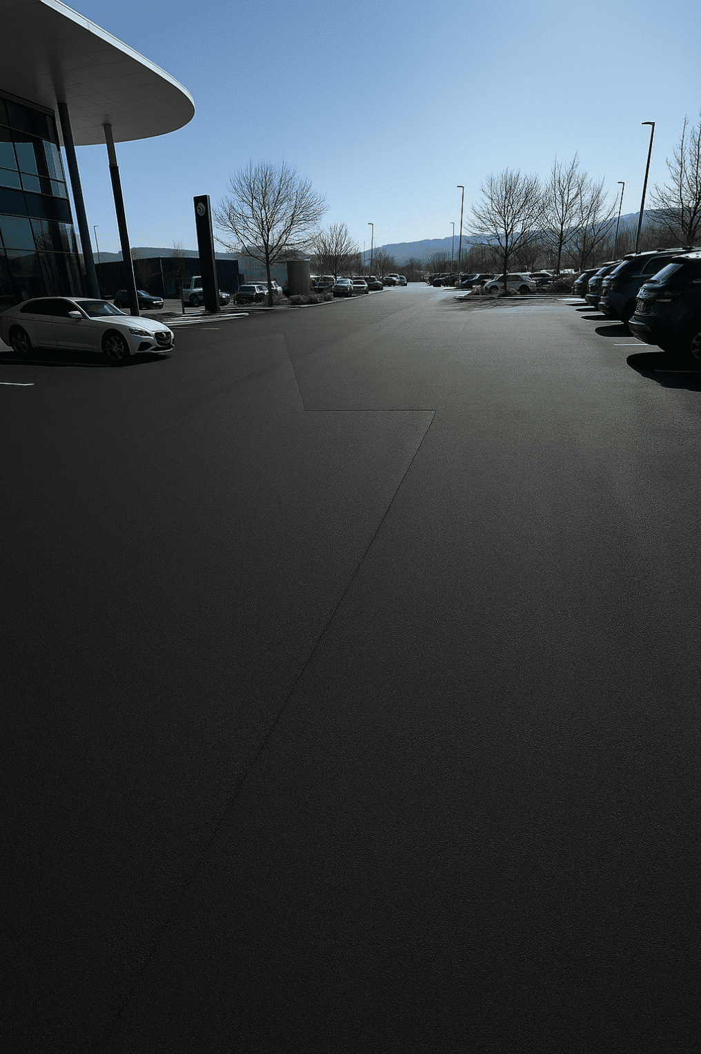 Sealcoating parking lot after